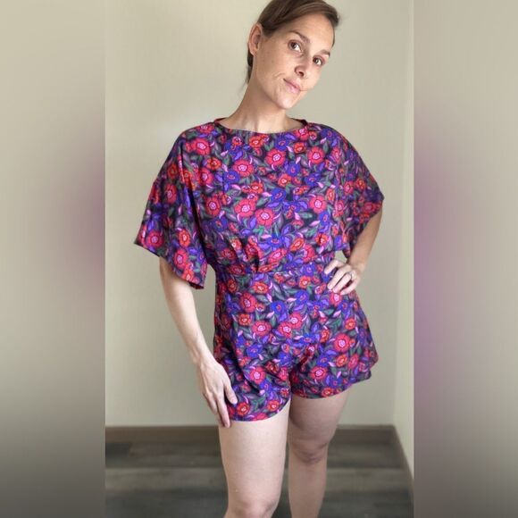 ASOS Romper Floral Red Purple Party Feminine Boho Size 6 - Picture 3 of 12